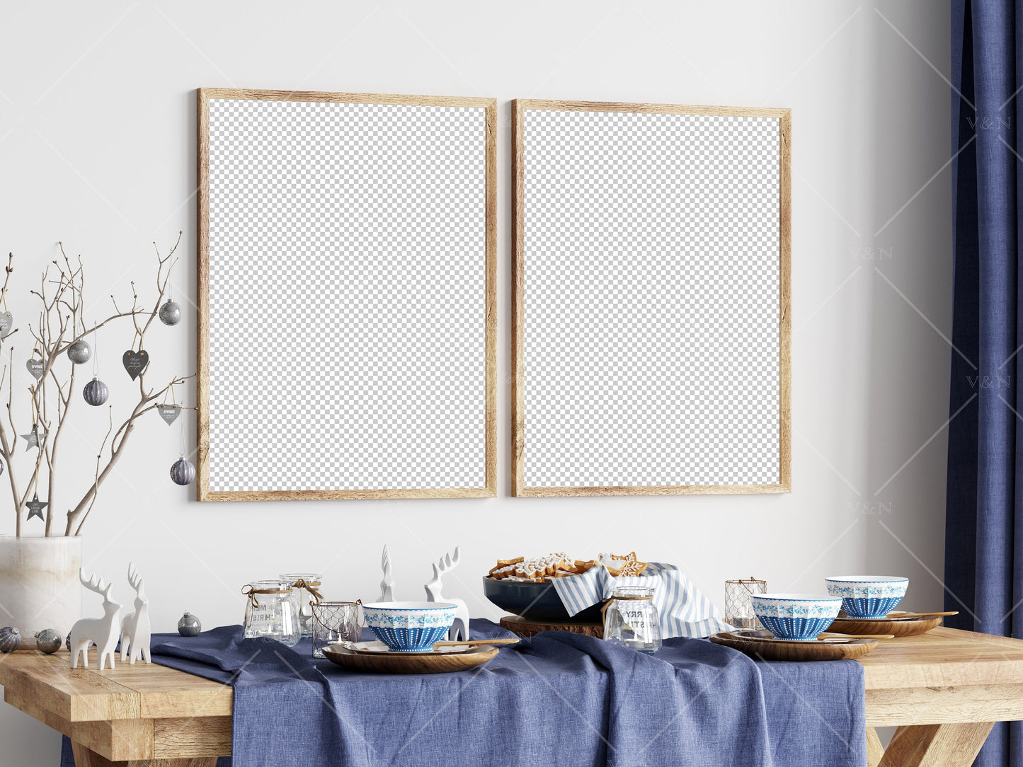 Christmas Dining Room Frame Mockup 3:4 ratio, PSD JPG PNG