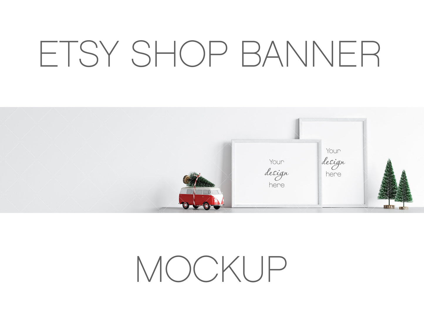 Christmas Etsy Shop Banner Mockup With Wooden Frames 3*4 ratio