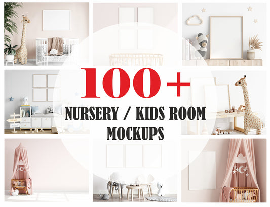 Nursery / Kids Room Interior Mockup Bundle Set, Frames, Empty Wall Mockups, Etsy Shop Banners