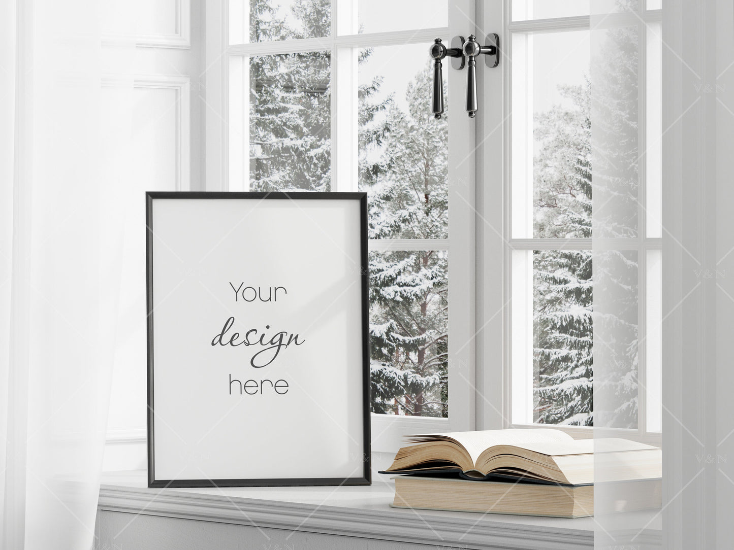 Christmas Frame Mockup 3:4 ratio, Minimalist Frame Mockup, Vertical Black Frame Mockup, Portrait Frame Mockup, PSD JPG