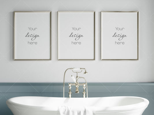 Moderm Bathroom Mockup, Bathroom Wall Mockup, Frame Mockup 3x4, Poster Mockup, Modern Interior Mockup, Frame Mockup