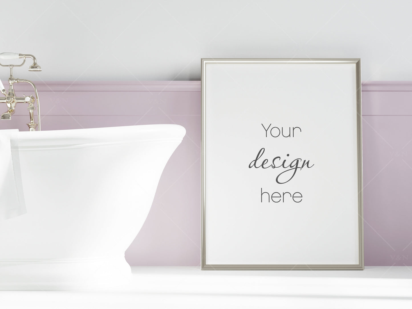 Frame Mockup 3x4, Bathroom Wall Mockup, Poster Mockup, Modern Interior Mockup, Frame Mockup