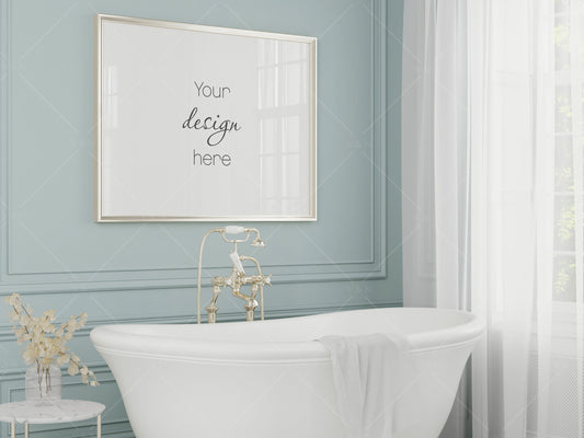 Bathroom Mockup, Bathroom Wall Mockup, Frame Mockup 3x4, Poster Mockup, Modern Interior Mockup, Frame Mockup