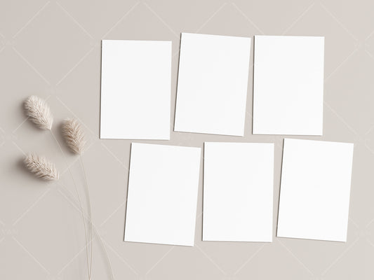 6 Cards Mockup 5x7, Invitation Mockup, Card Mockup