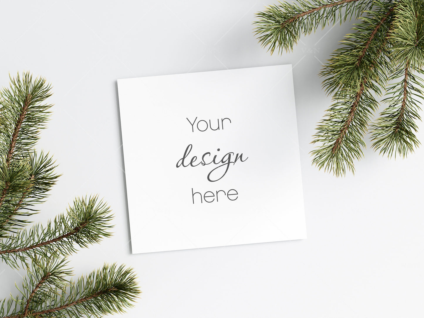 Square Christmas Card Mockup, Mockup Christmas Card, Invitation Mockup, Greeting Card Mockup