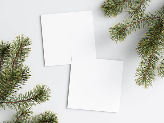 Two Square Christmas Cards Mockup, Mockup Christmas Card, Invitation Mockup, Greeting Card Mockup
