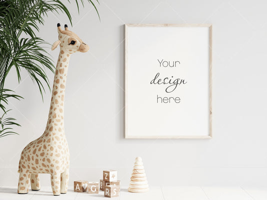 Nursery Frame Mockup, Modern Kids Room Frame Mockup, Vertical Nursery Mockup, Portrait Frame Nursery Interior Wall Mockup