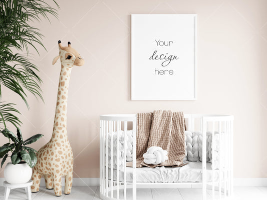 Kids Room Frame Mockup, Nursery Frame Mockup, Vertical Nursery Mockup, Portrait Frame Nursery Interior Wall Mockup