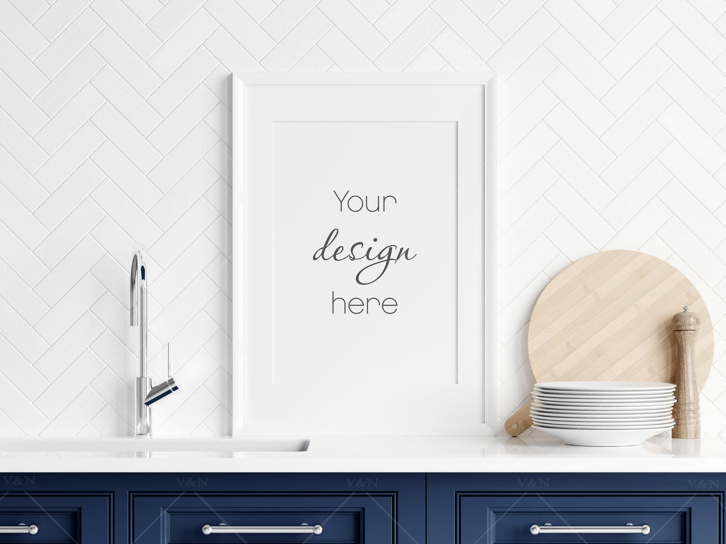 Kitchen Interior Frame Mockup, Poster Mockup