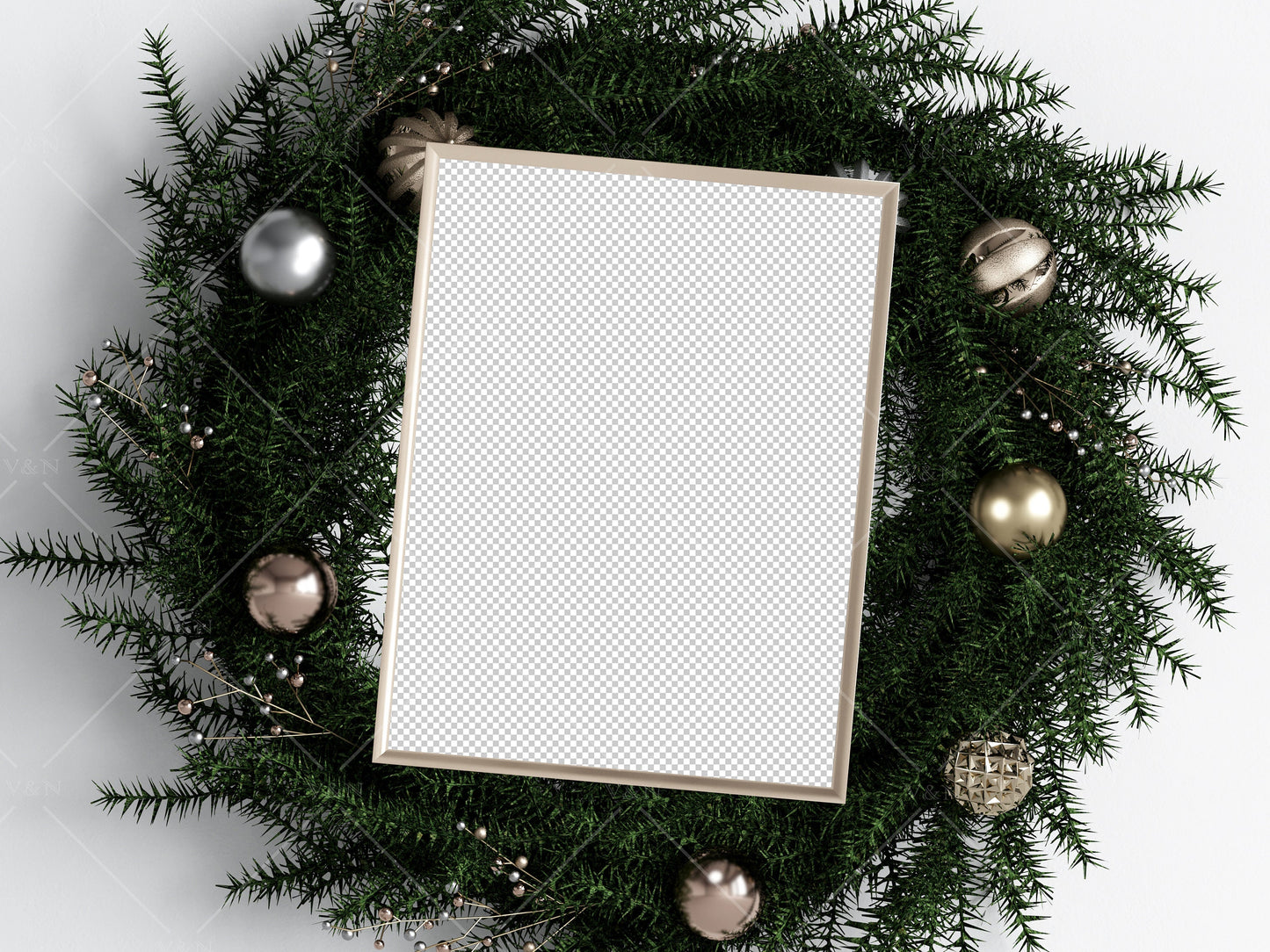 Christmas Frame Mockup 3:4 ratio, Minimalist Frame Mockup, Vertical Golden Frame Mockup, PSD JPG PNG