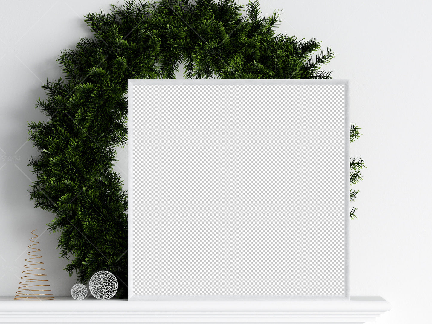 Christmas Frame Mockup 1:1 ratio, Minimalist Frame Mockup, Square White Frame Mockup, Square Frame Mockup Christmas, PSD JPG PNG