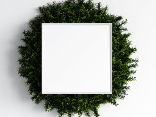 Christmas Frame Mockup 1:1 ratio, Minimalist Frame Mockup, Square White Frame Mockup, Square Frame Mockup Christmas, PSD JPG PNG