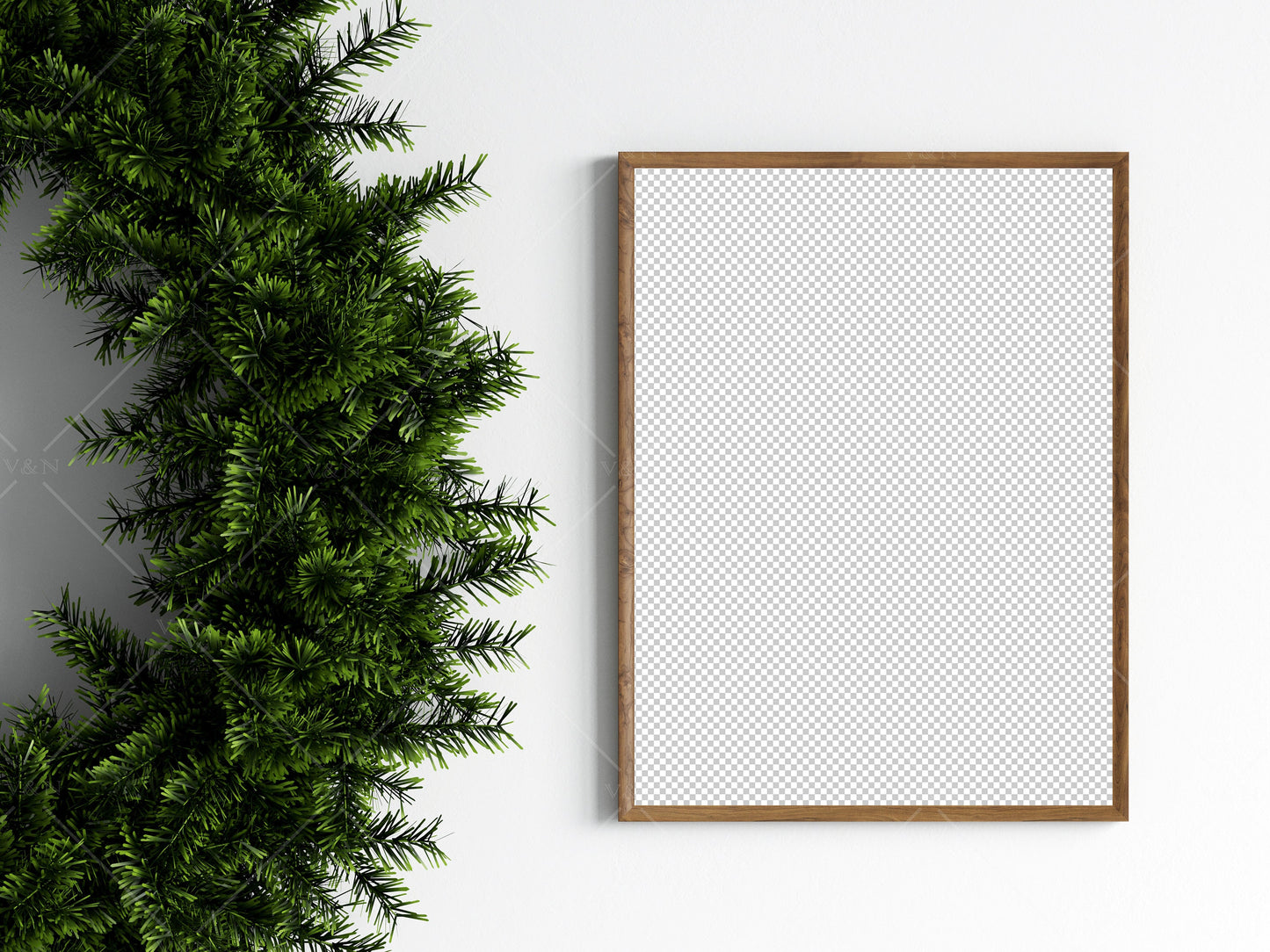 Christmas Frame Mockup 3:4 ratio, Minimalist Frame Mockup, Vertical Wooden Frame Mockup, Portrait Frame Mockup Christmas, PSD JPG PNG