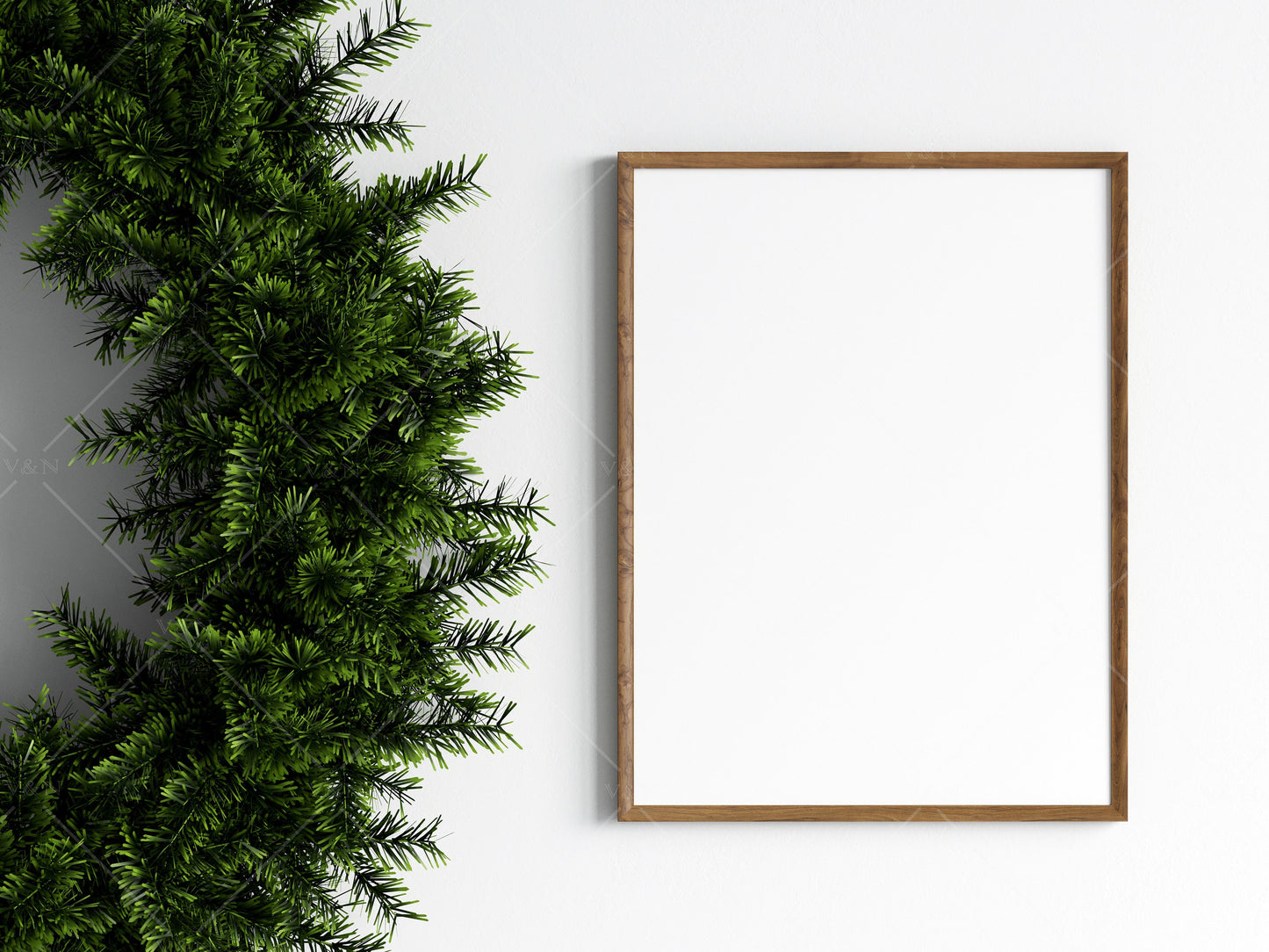 Christmas Frame Mockup 3:4 ratio, Minimalist Frame Mockup, Vertical Wooden Frame Mockup, Portrait Frame Mockup Christmas, PSD JPG PNG