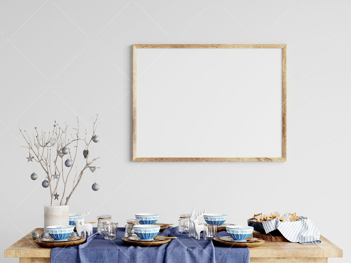 Christmas Dining Room Frame Mockup 3:4 ratio, PSD JPG PNG