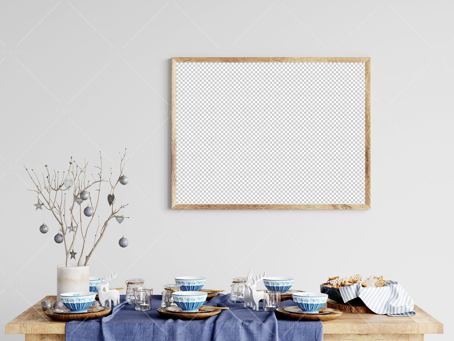 Christmas Dining Room Frame Mockup 3:4 ratio, PSD JPG PNG