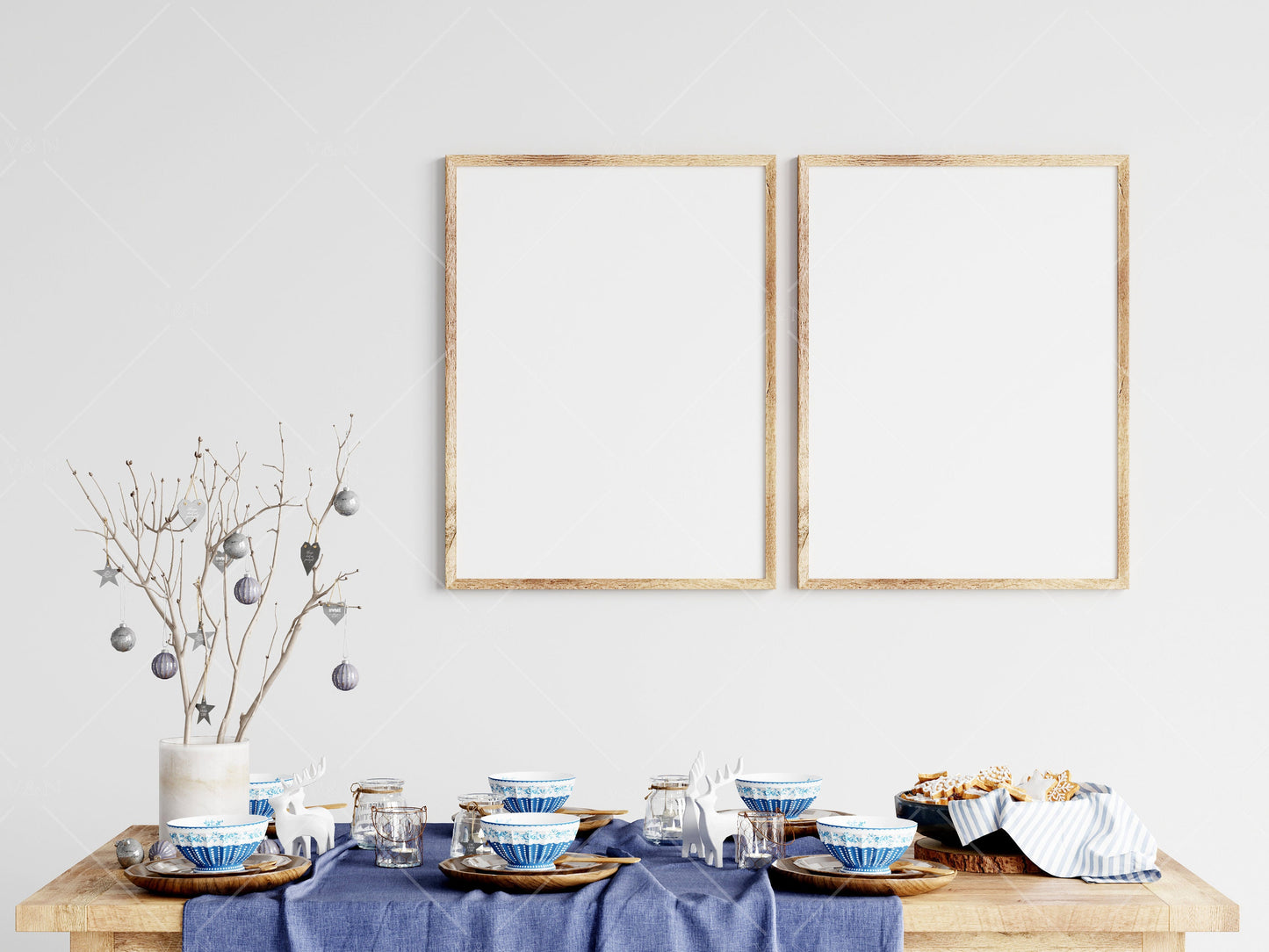 Christmas Dining Room Frame Mockup 3:4 ratio, PSD JPG PNG