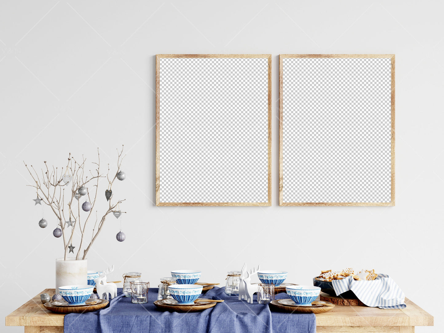 Christmas Dining Room Frame Mockup 3:4 ratio, PSD JPG PNG