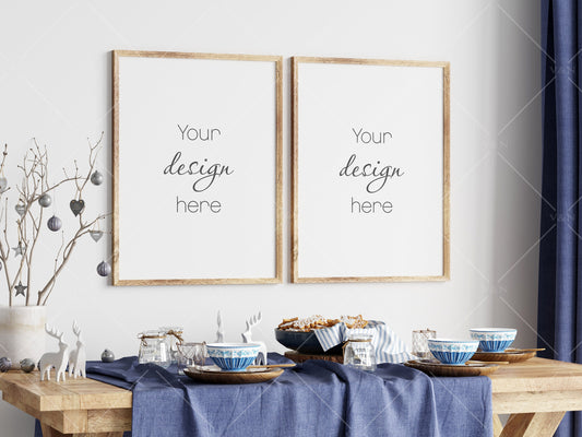 Christmas Dining Room Frame Mockup 3:4 ratio, PSD JPG PNG