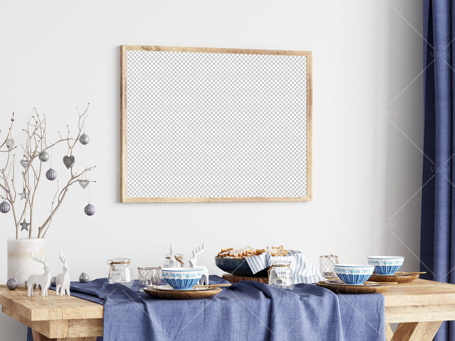 Dining Room Christmas Frame Mockup 3:4 ratio, PSD JPG PNG