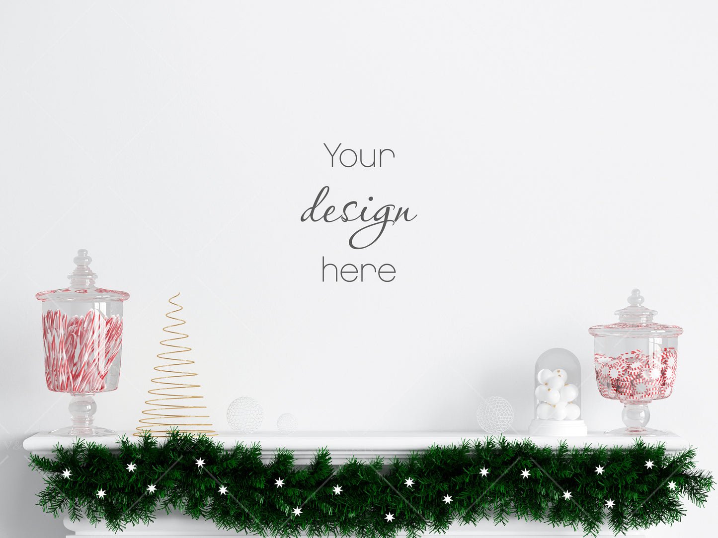 Empty Wall Mockup, Christmas Interior Mockup, Blank Wall Mockup, Living Room Wall Mockup, Wall Mockup