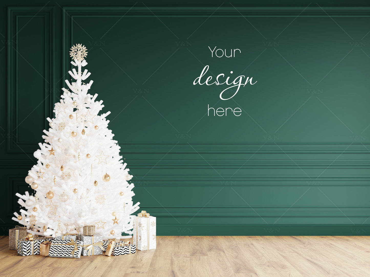 Empty Wall Mockup, Christmas Interior Mockup, Blank Wall Mockup, Living Room Wall Mockup, Wall Mockup