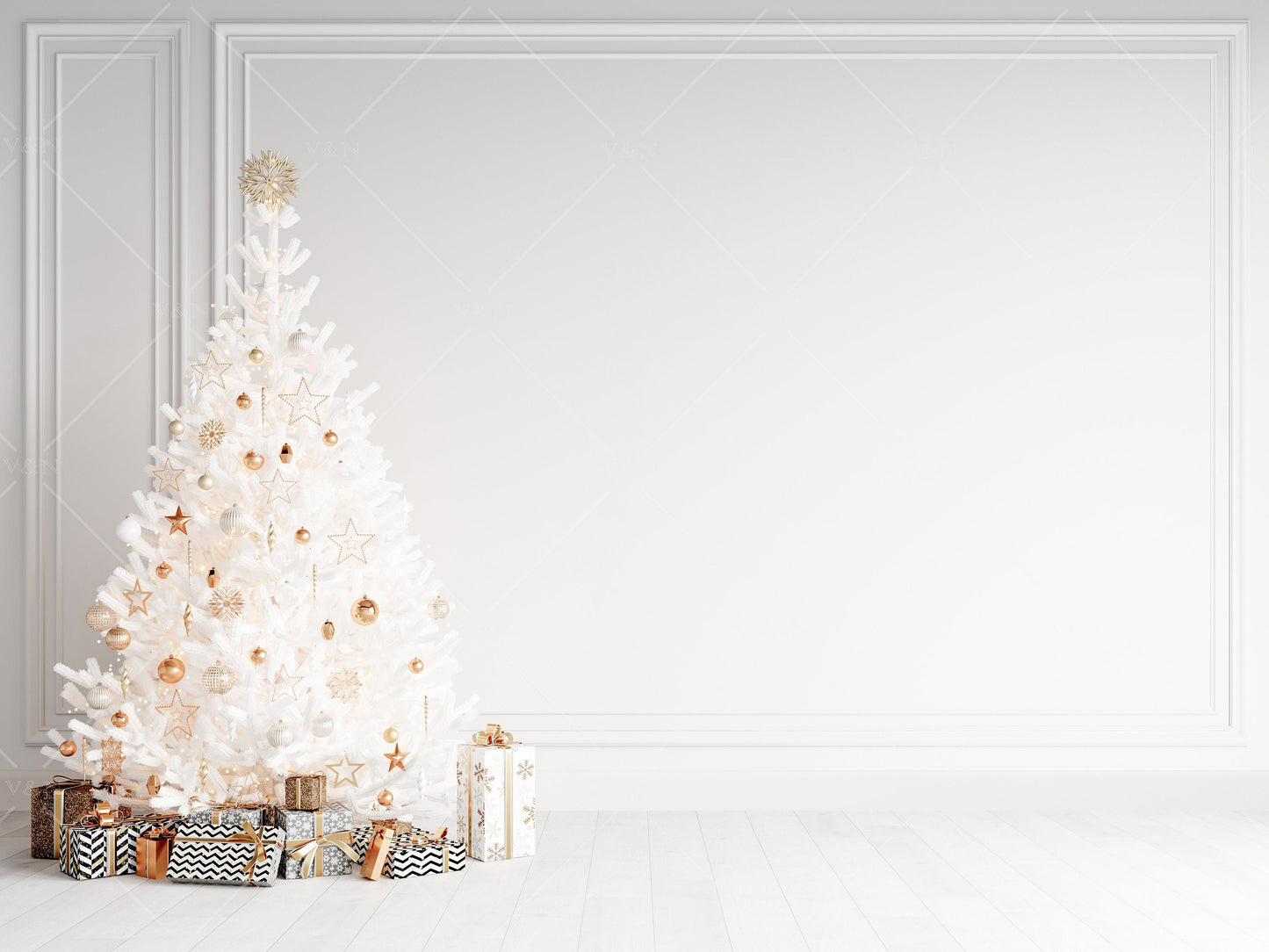 Christmas Interior Mockup, Blank Wall Mockup, Living Room Wall Mockup, Wall Mockup