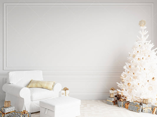 Christmas Interior Mockup, Blank Wall Mockup, Living Room Wall Mockup, Wall Mockup