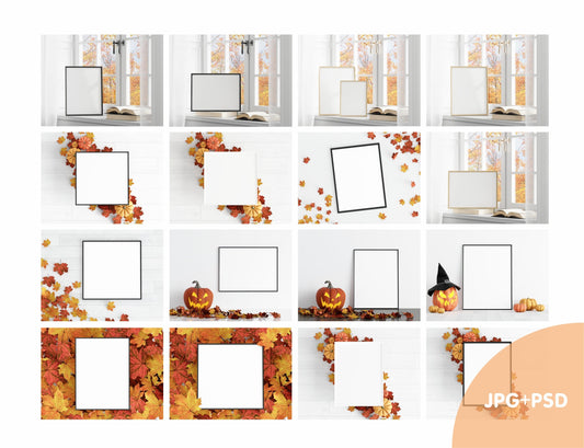 Halloween / Fall Mockup Bundle Set, Frames, Mugs, Pillows, Etsy Shop Banners