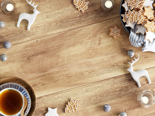 Styled Wooden Background With Christmas Decor, Christmas Flat Lay Mock Up JPG