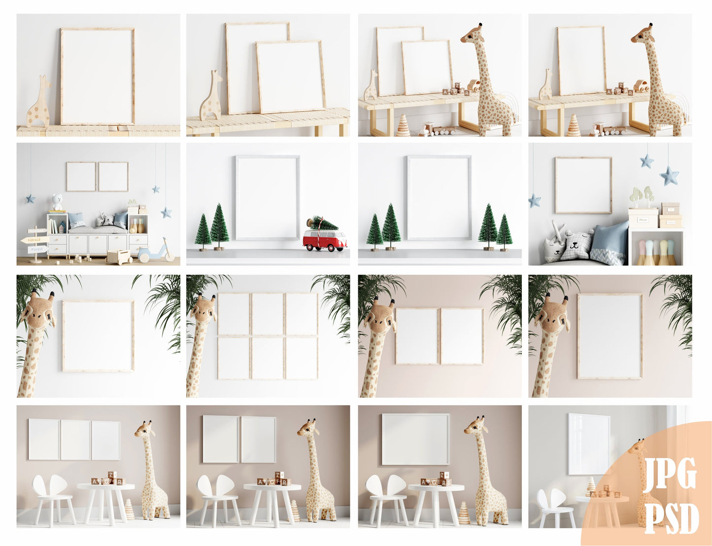 Nursery / Kids Room Interior Mockup Bundle Set, Frames, Empty Wall Mockups, Etsy Shop Banners