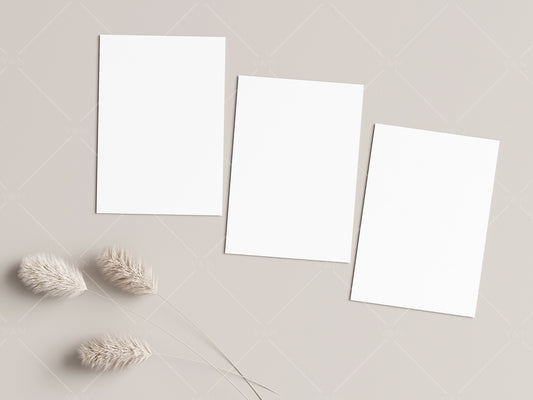 3 Greeting Cards Mockup 5x7, Invitation Mockup, Card Mockup