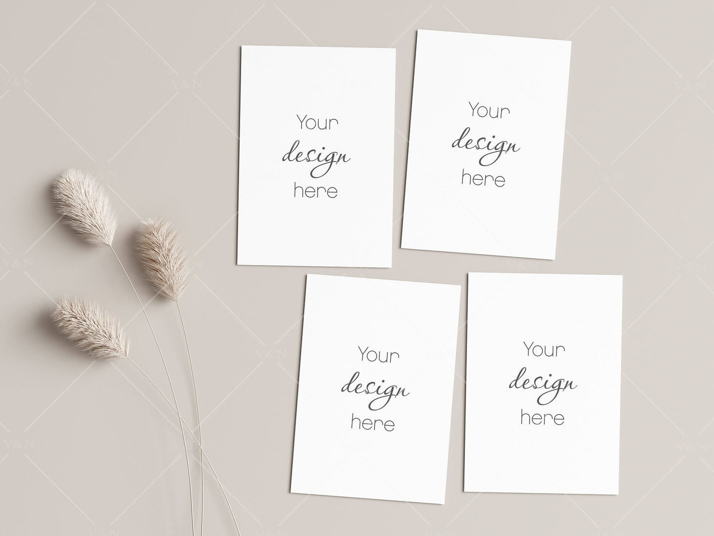 4 Cards Mockup 5x7, Invitation Mockup, Card Mockup