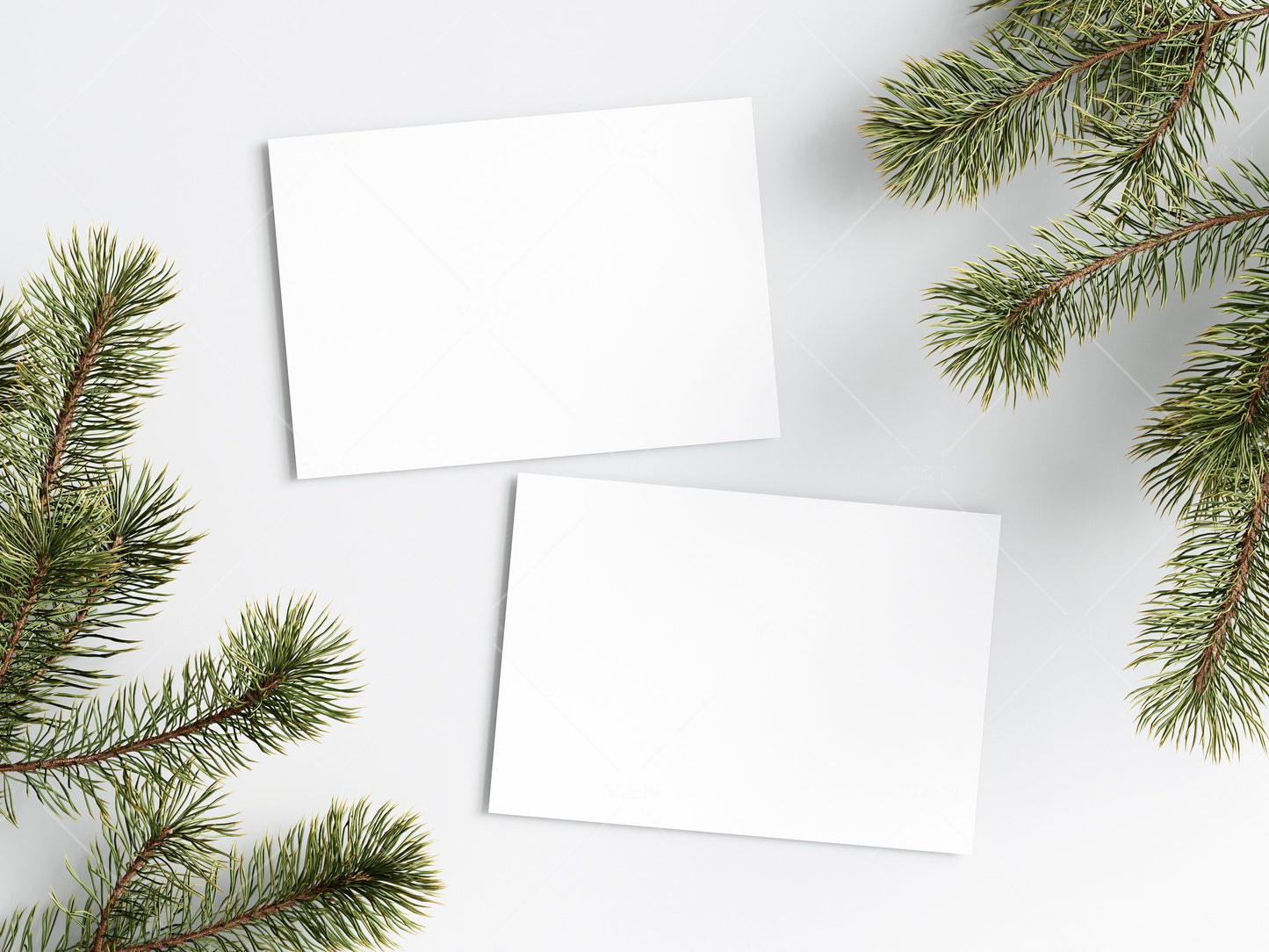 Two Horizontal Christmas Card Mockup 5x7, Mockup Christmas Card, Invitation Mockup, Greeting Card Mockup