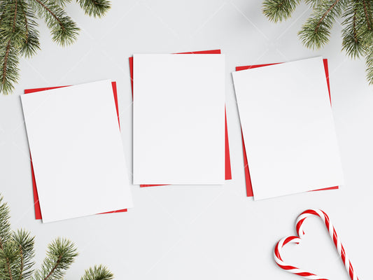 Three Christmas Cards Mockup 5x7, Mockup Christmas Card, Invitation Mockup, Greeting Card Mockup