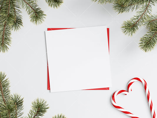 Square Christmas Card Mockup, Mockup Christmas Card, Invitation Mockup, Greeting Card Mockup