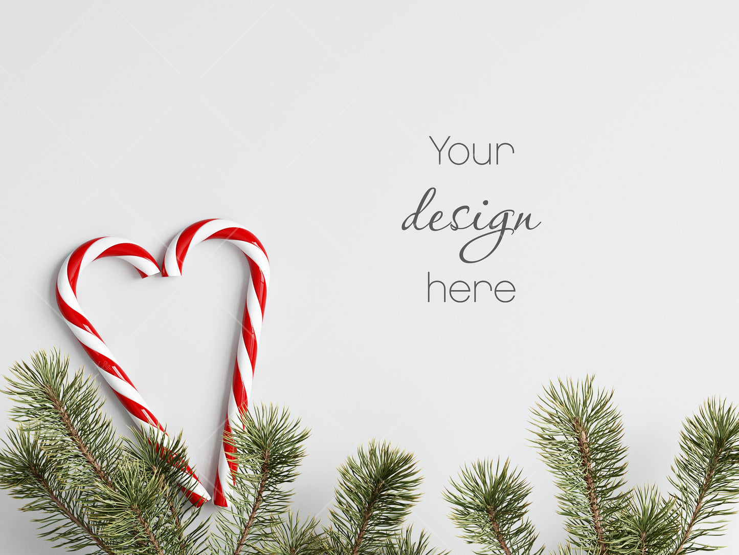 Christmas Flat Lay Mock Up JPG, Styled Wooden Background With Christmas Decor