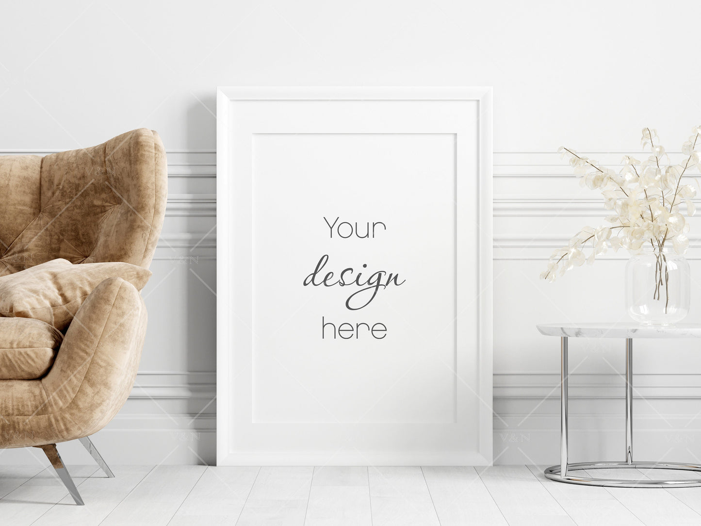 Poster Mockup, Living Room Frame Mockup, Minimalist Frame Mockup, Vertical Frame Mockup A2, Vertical Frame Mockup, Frame Mockup for Print