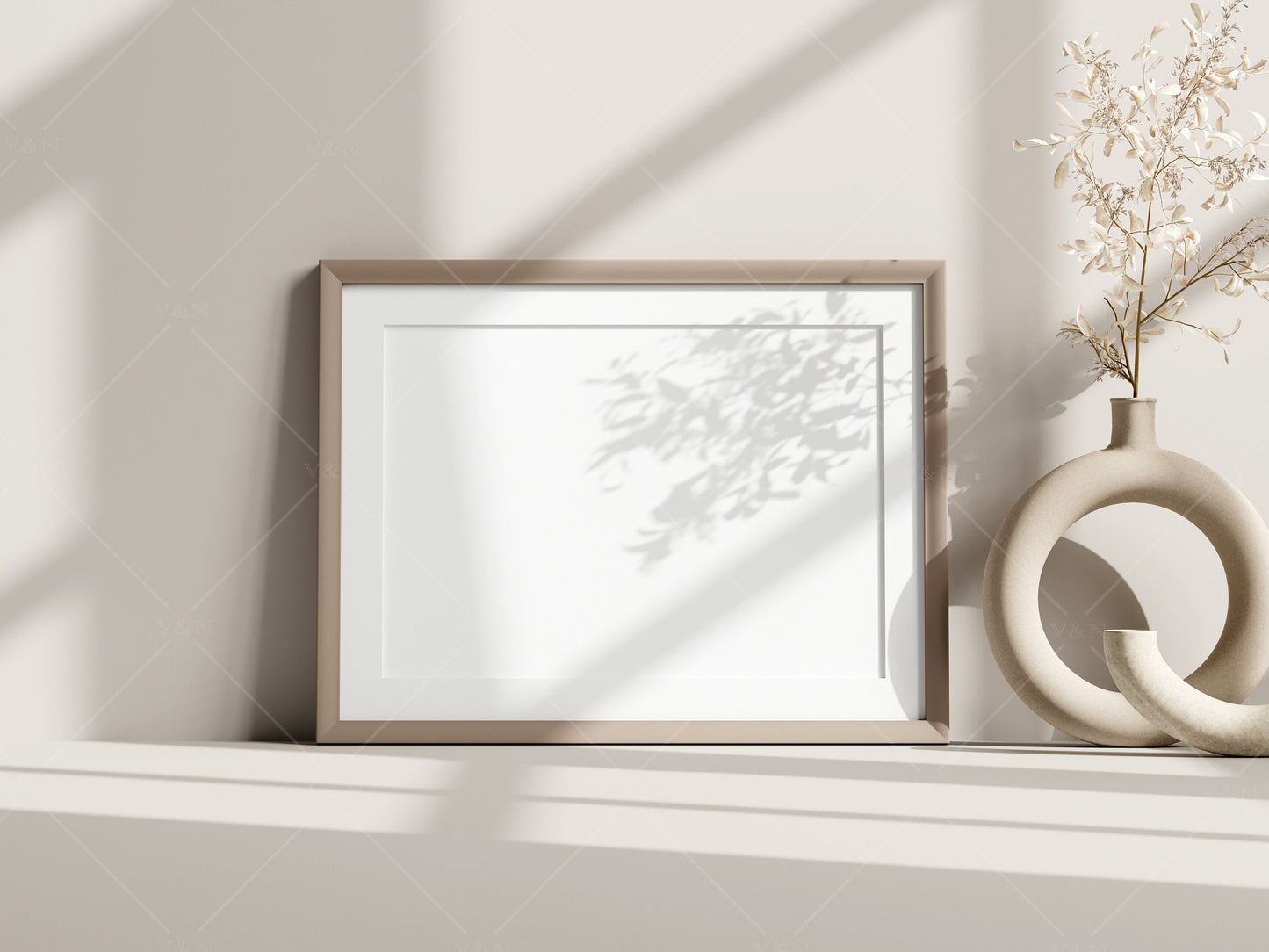 Boho Frame Mockup, Horizontal Wooden Frame Mockup A3, Poster Mockup, Frame Mockup for Print, Frame Mockup for Art