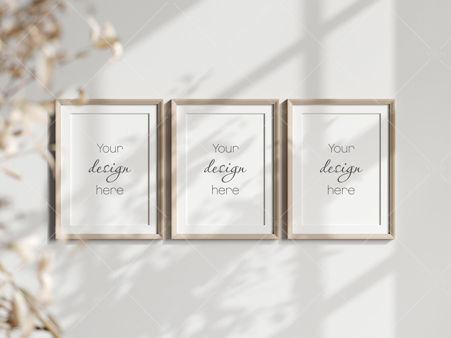 Boho Frame Mockup, Vertical Wooden Frame Mockup A3, Poster Mockup, Frame Mockup for Print, Frame Mockup for Art