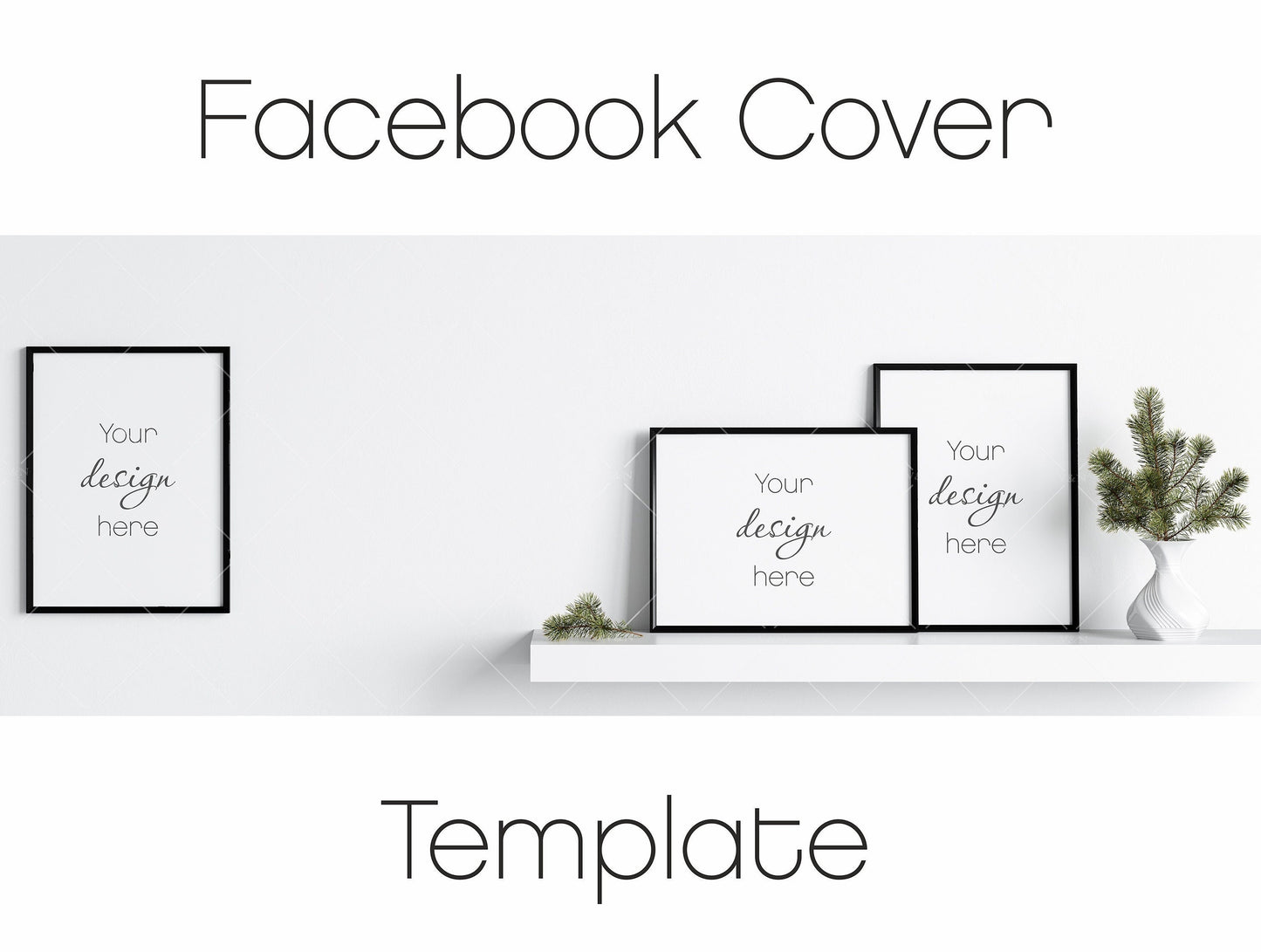 Christmas Facebook Cover Template Mockup With Black Frames