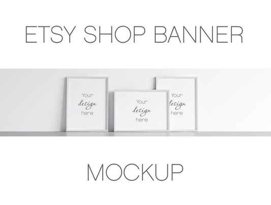 Etsy Shop Banner Mockup With Wooden Frames 3*4 ratio