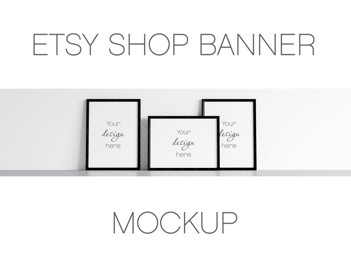 Etsy Shop Banner Mockup With Black Frames 3*4 ratio