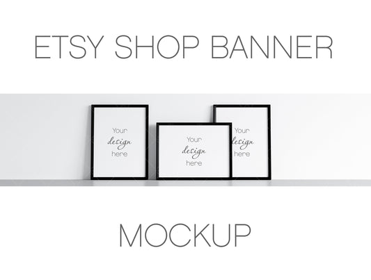 Etsy Shop Banner Mockup With Black Frames 3*4 ratio