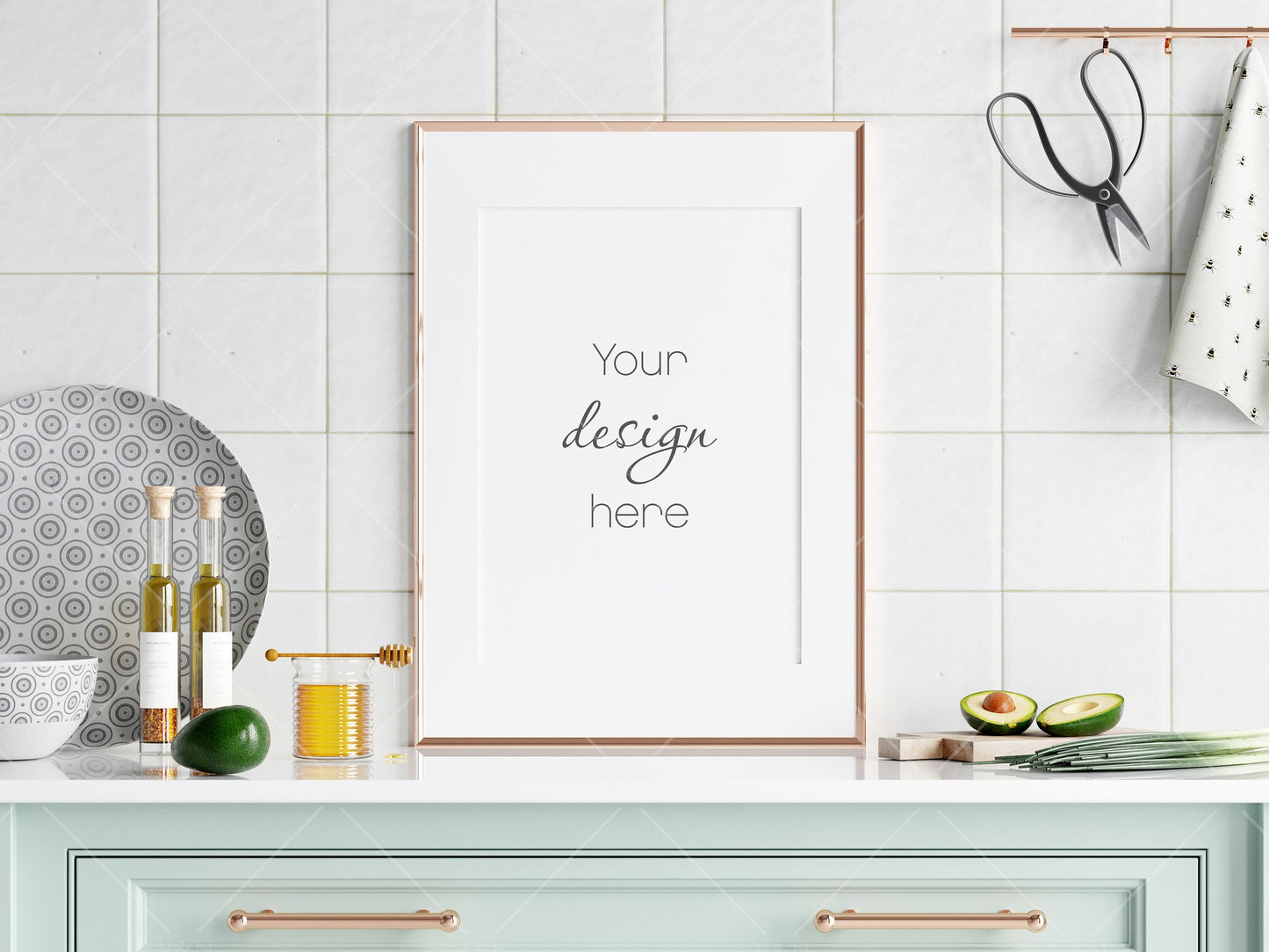 Kitchen Interior Frame Mockup, Poster Mockup