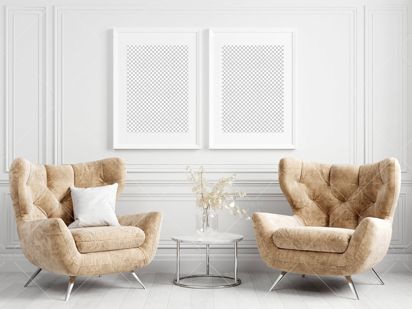 Living Room Frame Mockup, 2 Minimalist Frames Mockup, Two Vertical Frames Mockup A2, Vertical Frames Mockup, Frame Mockup for Print