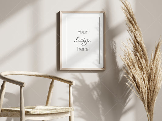 Boho Frame Mockup, Vertical Wooden Frame Mockup A3, Poster Mockup, Poster Mockup, Frame Mockup for Print, Frame Mockup for Art