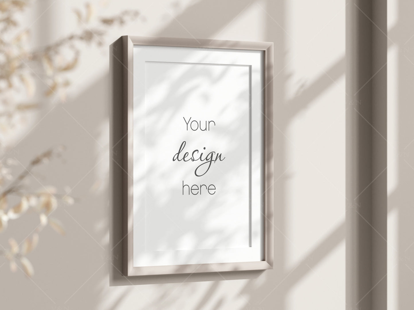 Boho Frame Mockup, Vertical Wooden Frame Mockup A3, Poster Mockup, Frame Mockup for Print, Frame Mockup for Art