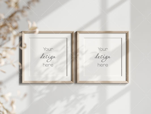 Two Square Frames Mockup in Boho, Poster Mockup, Frame Mockup for Print, Frame Mockup for Art