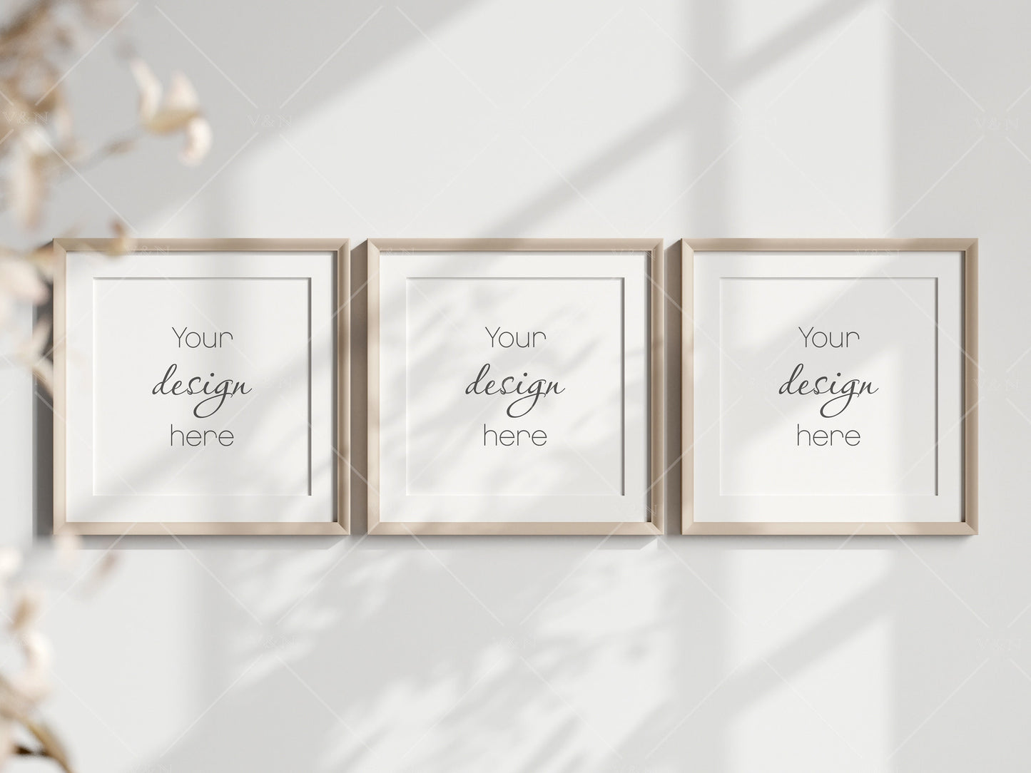 Three Square Frames Mockup in Boho, Poster Mockup, Frame Mockup for Print, Frame Mockup for Art